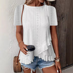 Women’s Casual Solid Color Short Sleeve Crew Neck Top