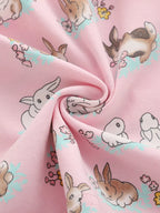 Children's Bunny Print Round Neck Casual Dress