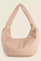 Fame Panel Stitch Crescent Leather Shoulder Bag