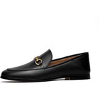 Vertundy Womens 7 Black Faux Leather Slide On Pointy Toe Low Heel Loafer Shoes