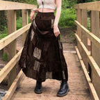 Loose-fit Velvet Maxi Skirt That Flatters The