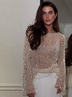 Sequin Embellished Knit Cover Up