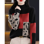 Womens Half-Turtleneck Color-Block Base Layer Top Extra-Soft And Thick