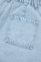 Beau Blue Studded Side Slit Leg Frayed Pocketed Wide Leg Jeans