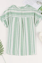 Breathable Gauze Half Button Short Sleeve Casual Blouse