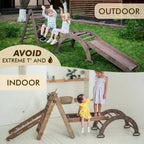 5in1 Montessori Climbing Set: Triangle Ladder, Climbing Arch, Slide, Net & Cushion – Chocolate