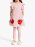 Children's Strawberry Applique Ruffle Sleeve Dress