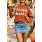 Flamingo Hello Pumpkin Graphic Sweater Knitwear Womenswear