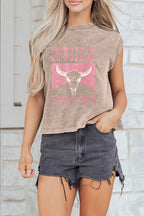 Smoke Gray Cowboy & Beer Western Graphic Mineral Wash Tank Top