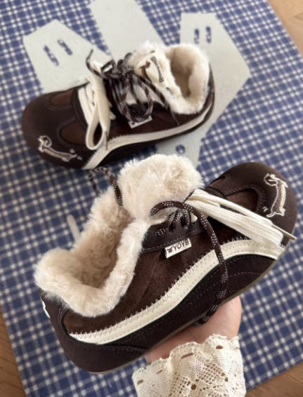 Dachshund Embroidered Plush Slip-On Sneakers