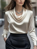 Women’s Elegant Boat Neck Long Sleeve Minimalist Top