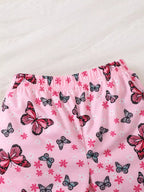 Children's Little Sister Butterfly Print Ruffle Trim Set