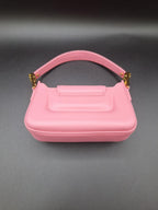 Charles & Keith Koa Leather Push-Lock Top Handle Bag Pink