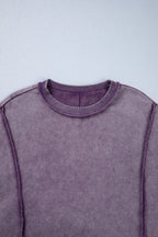 Valerian Mineral Wash Exposed Seam Side Slit Sweatshirt