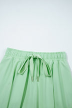 Light Green Drawstring High Waist Lined Tennis Skorts
