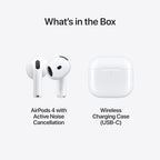 Apple AirPods 4 Wireless Earbuds, Bluetooth Headphones, with Active Noise Cancellation, Adaptive, Transparency Mode, Personalized Spatial Audio, USB-C Charging Case, Wireless Charging, H2 Chip