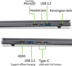 acer Aspire 16 AI Copilot+ PC | 16" WUXGA 120Hz Multi-Touch Display | Snapdragon X X1-26-100 | NPU: 45 Tops - GPU: Up to 1.7 TFLOPs | 16GB LPDDR5X | 512GB PCIe Gen 4 SSD | Wi-Fi 7 | A16-11MT-X669