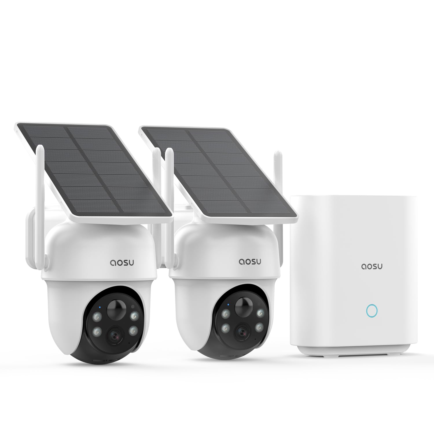 aosu Security Cameras Outdoor Wireless, 4 Cam-Kit, No Subscription, Solar-Powered, Home Security Cameras System with 360° Pan & Tilt, Auto Tracking, 2K Color Night Vision, Easy Setup, 2.4 & 5GHz WiFi