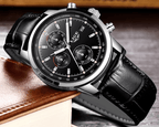Men's  Waterproof Watch With Chronometers Date Display And Fluorescent Pointers Excellent Look Perfect Gift