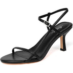 Mostrin Womens Size 6 Black 3" Heels Open Round Toe Ankle Strap Strappy Shoes