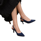 Dream Pairs Womens Size 8 Navy 2.5" Heels Closed Pointed Toe Buckle Strap Shoes
