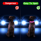 Light Up Dog Collar LED Dog Collar Safety Night Glowing Dog Collar with 9 Light Colors IPX7 Waterproof USB Rechargeable S/M/L