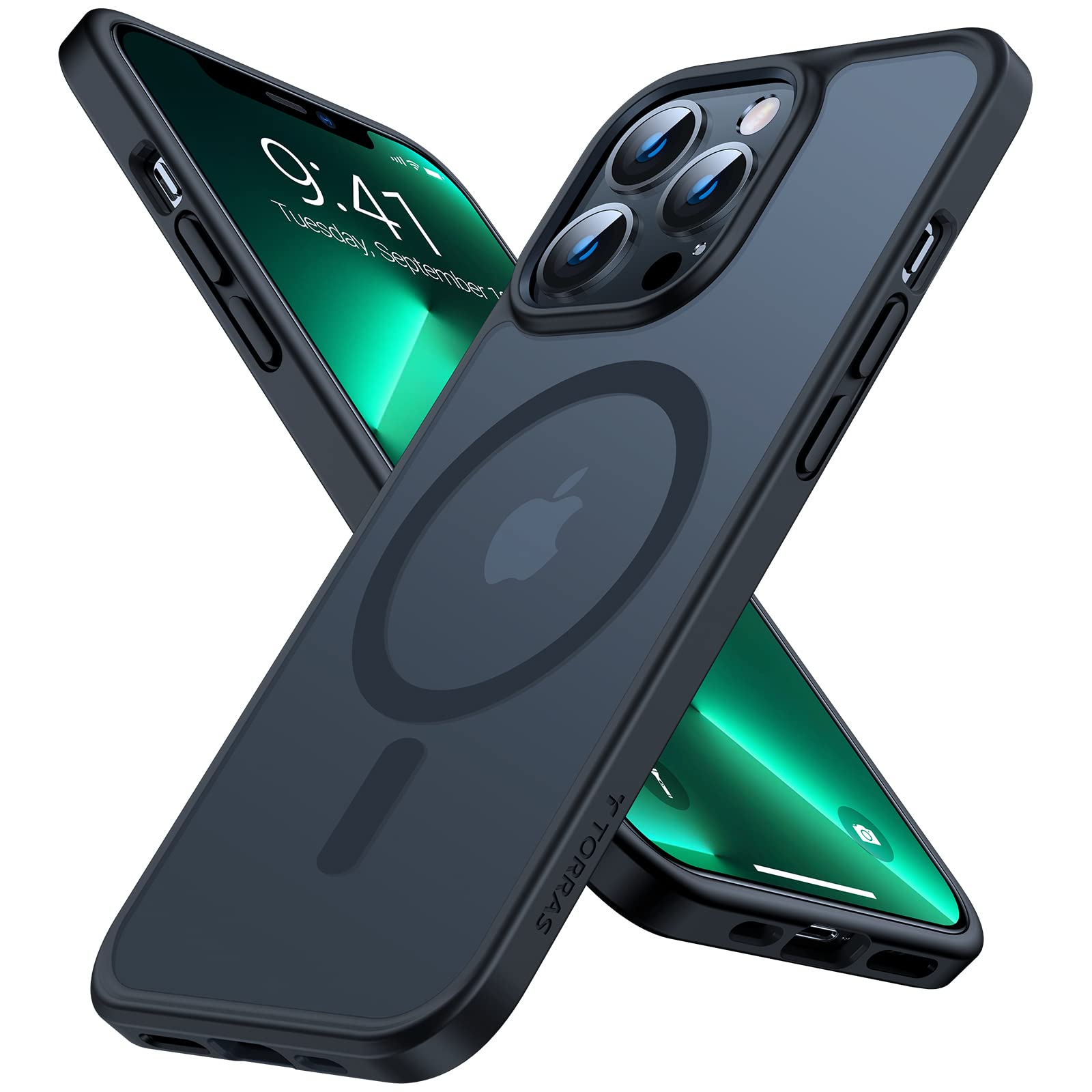 TORRAS Magnetic Shockproof for iPhone 12 Pro Case/iPhone 12 Case, [Military-Grade Drop Tested] [Compatible with MagSafe] Translucent Slim Protective Anti-Scratch, Black
