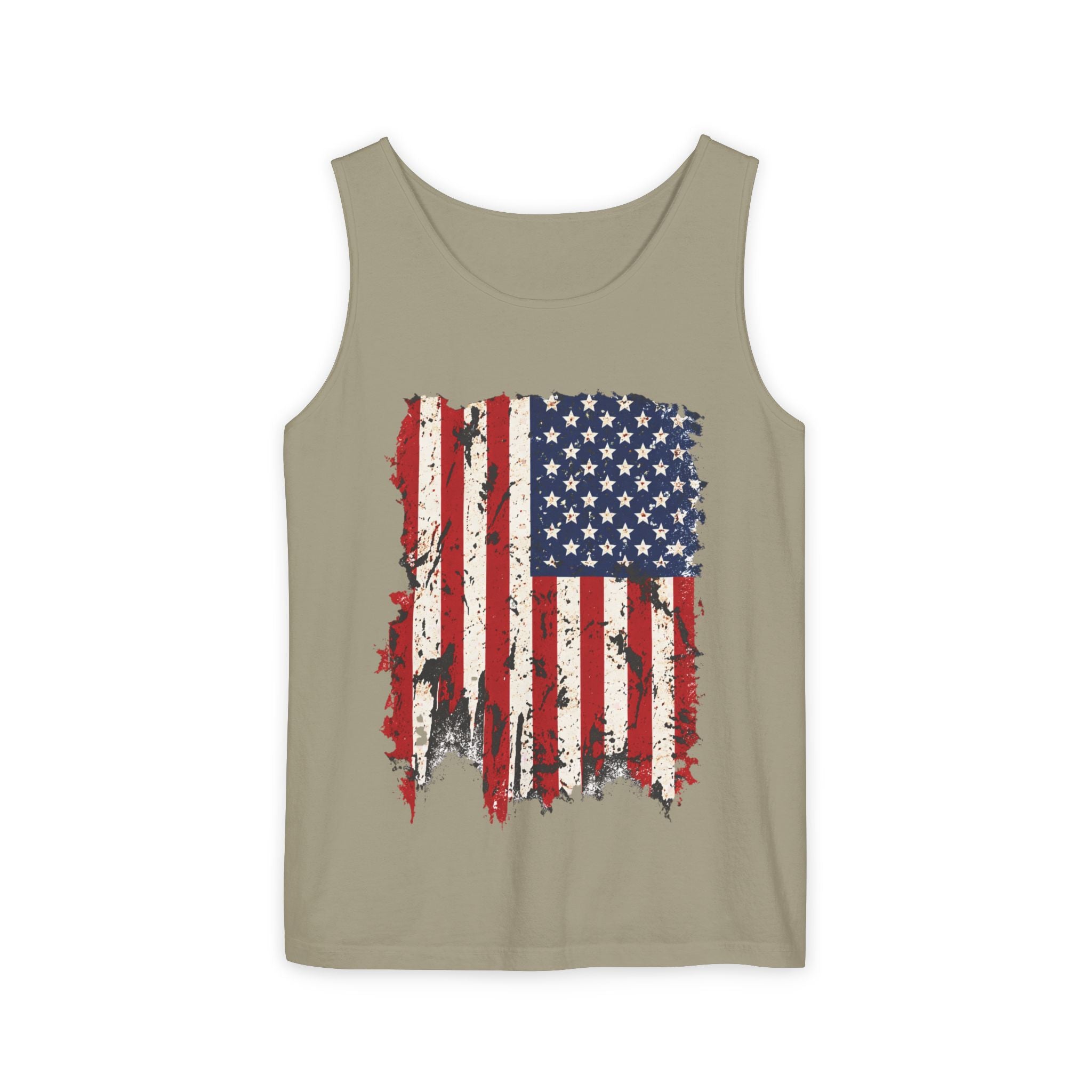 Distressed American Flag Tank Top  Patriotic USA Sleeveless Shirt for 4th of July Summer and Everyday Wear