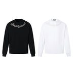 Beaded Letter Pearl Heavyweight Crewneck Hoodie For Couples