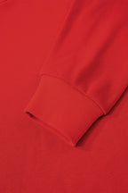 Fiery Red Preppy Striped Sleeve Loose Sweatshirt