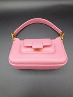 Charles & Keith Koa Leather Push-Lock Top Handle Bag Pink