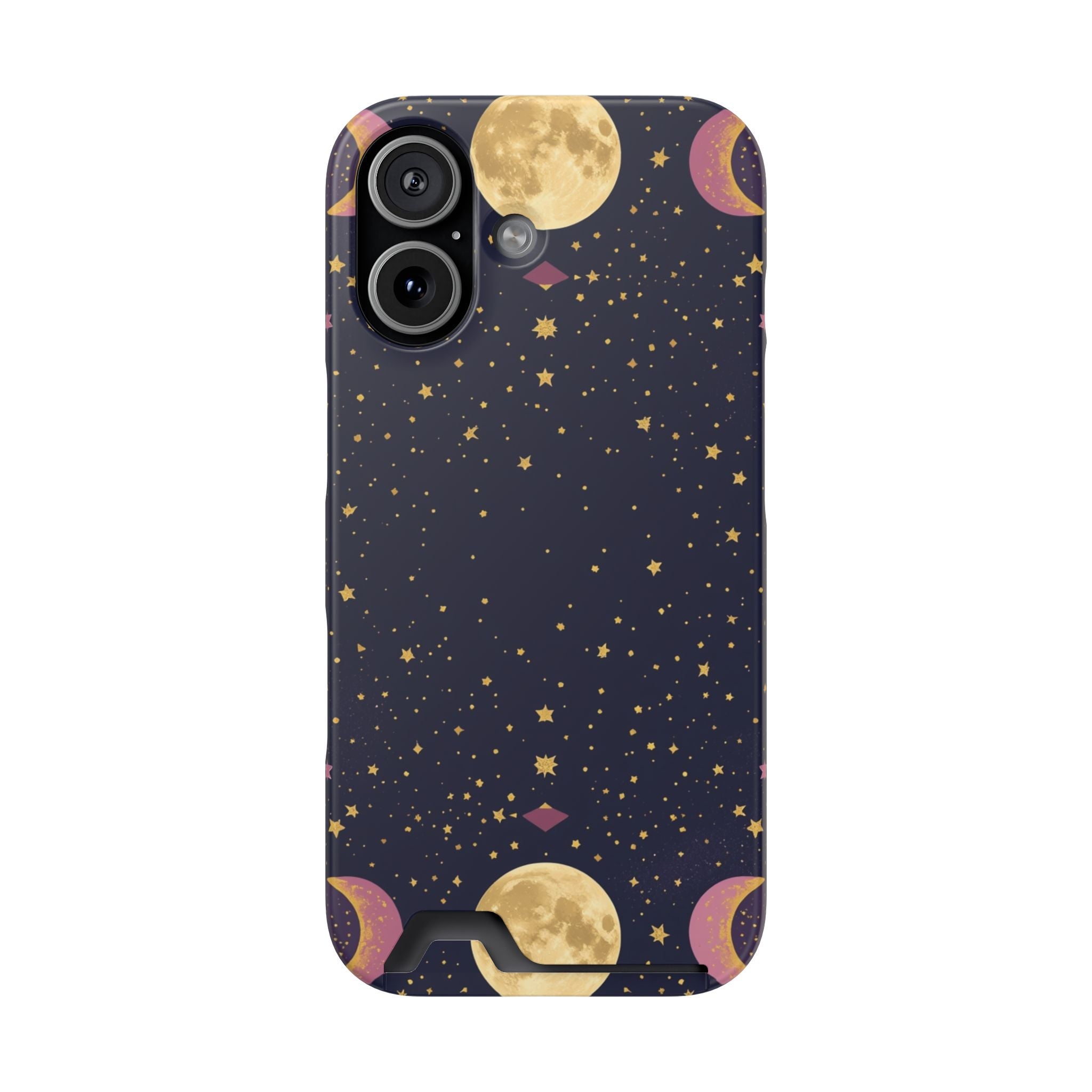Moon Phase Card Holder Phone Case Starry Night Wallet Case