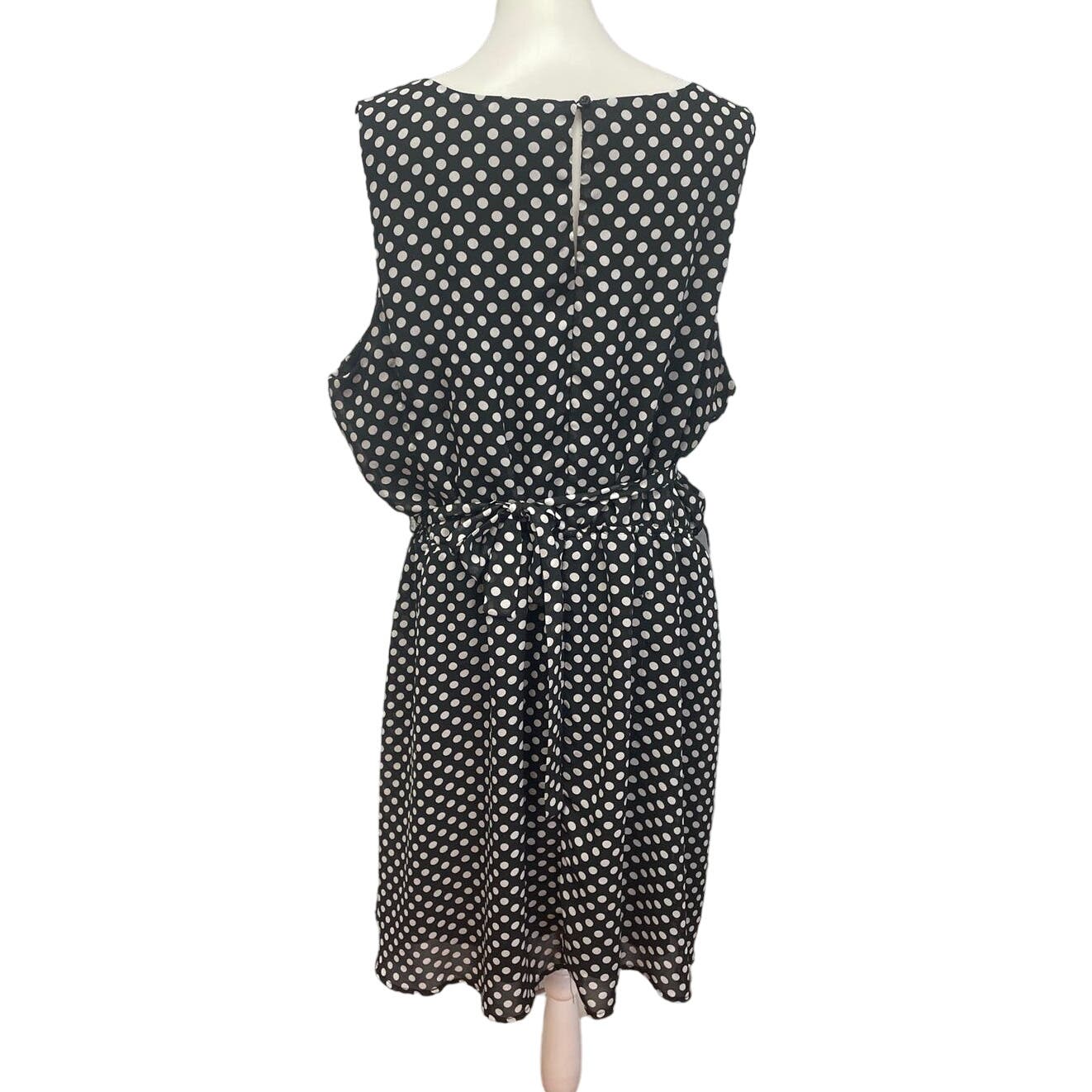 Paper Doll Womens 3X Gathered Waist Lined Polyester Polka Dot Sleeveless Dress