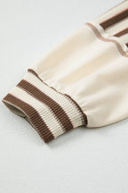 Pink Striped Patchwork Oversized Pullover Top