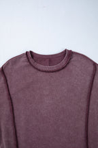 Valerian Mineral Wash Exposed Seam Side Slit Sweatshirt