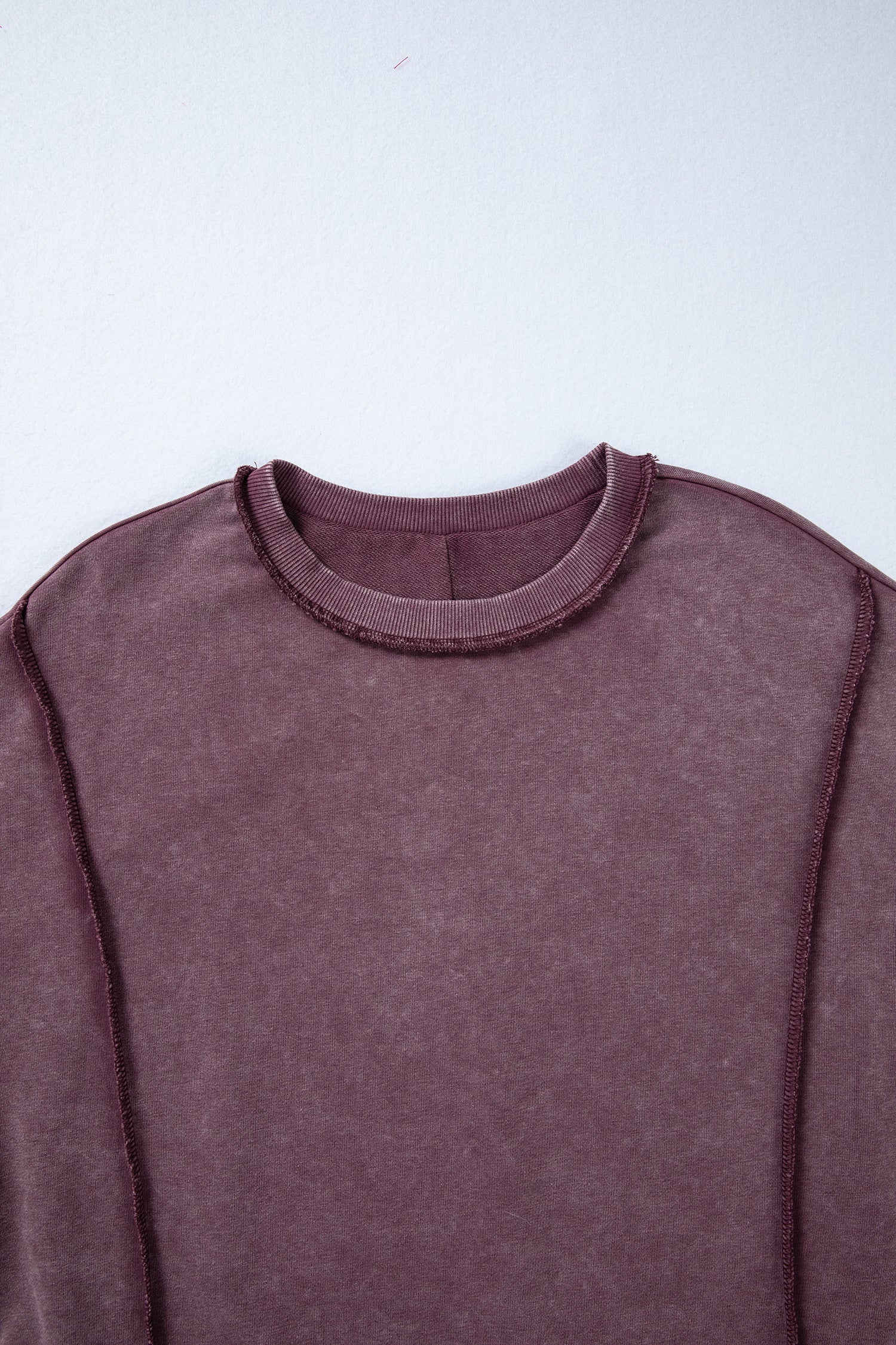 Valerian Mineral Wash Exposed Seam Side Slit Sweatshirt