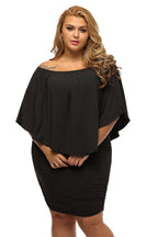 Plus size  Dressing Layered Fiery Red Mini Poncho Dress