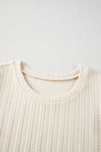 Apricot Polka Dot Mesh Puff Sleeve Textured Blouse