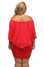 Plus size  Dressing Layered Fiery Red Mini Poncho Dress