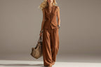 Women's Solid Linen Sleeveless Tank Top & Full-Length Pants Set