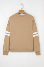 Sky Blue Varsity Striped Detail Drop Shoulder Oversized Sweatshirt