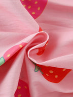 Children's Strawberry Print Tiered Puff Sleeve Dress