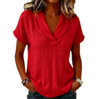Women's Knitted Short-Sleeve Butterfly Collar Top
