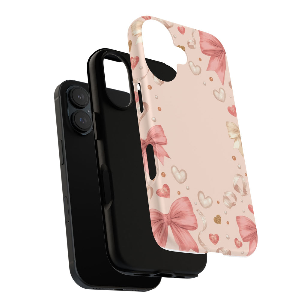 Romantic Pink Bows Tough Case Cute Heart & Bow iPhone Protective Phone Case
