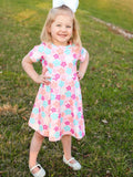 Girl Colorful Floral Short Sleeve Dress