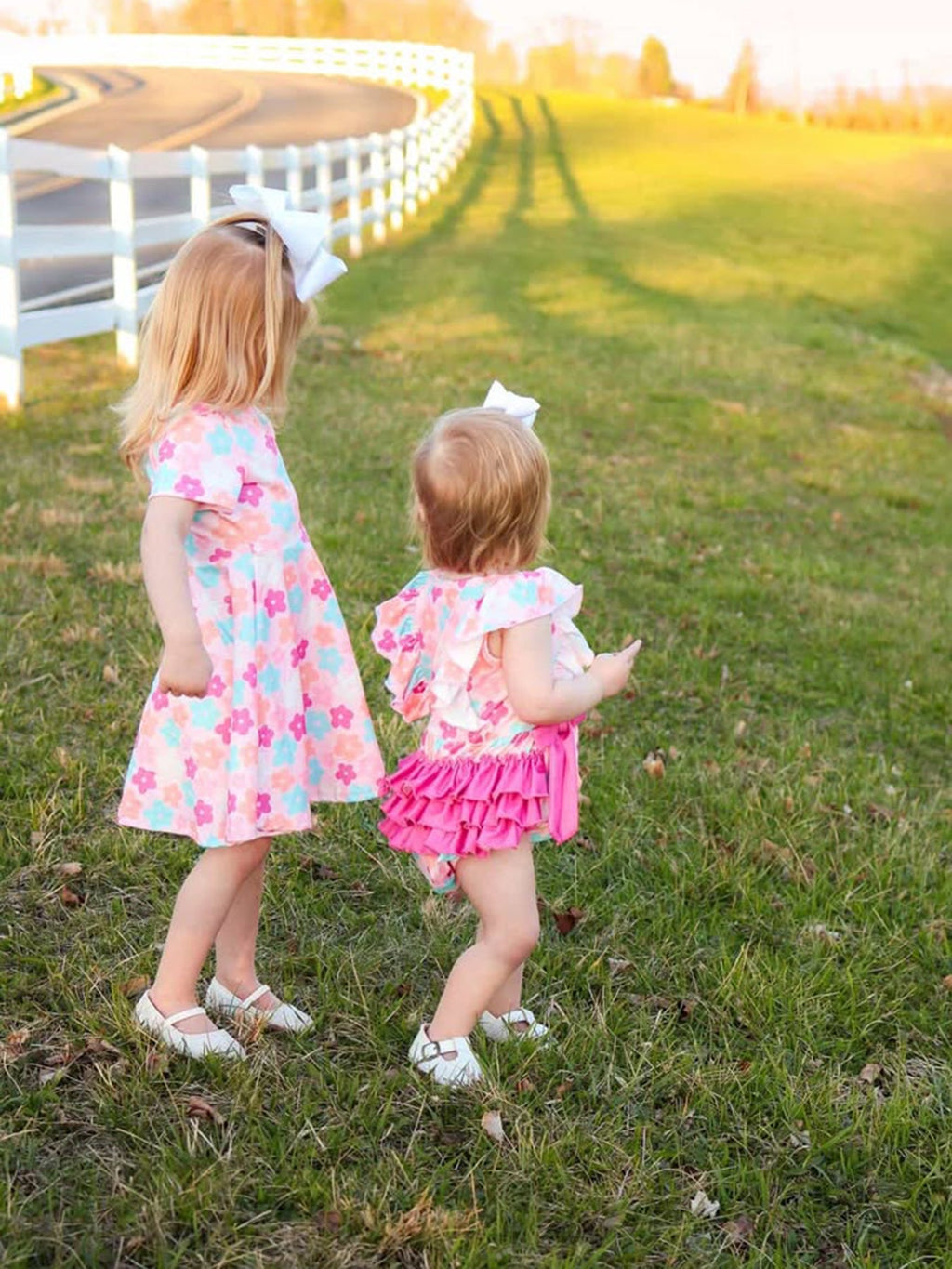 Girl Colorful Floral Short Sleeve Dress