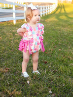 Colorful Floral Ruffle Baby Girls Romper