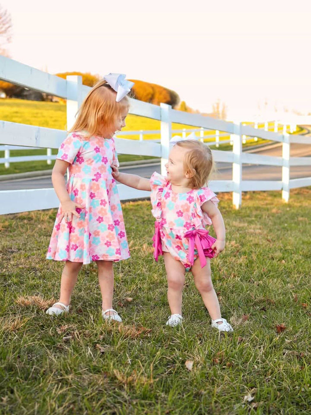 Girl Colorful Floral Short Sleeve Dress