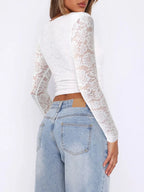 Devine V-Neck Long Sleeve Lace Top