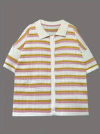 Openwork Button Up Top and Shorts Set